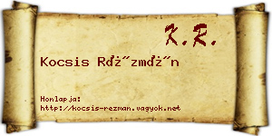 Kocsis Rézmán névjegykártya